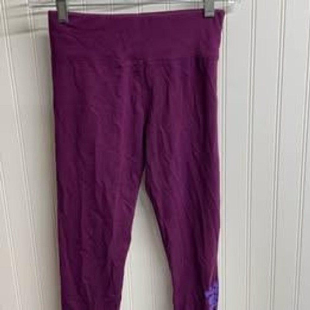 Justice Girls Purple Graphic Logo Active Leggings Size Medium 10 21 Inseam